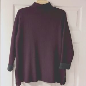 Women's deep purple 3/4 Sleeve sweater with side zippers